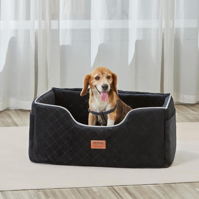 Автокрісло для собак VEVOR - підйомник для собак у машину з кишенею для зберігання, безпечна повідець, гумова наповнювач, автоліжко для собак середніх та великих порід (до 25 кг)