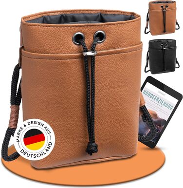 Pawz&Pawz Лекарлики для собак | Стильний набір для годування та дресирування | Практичний, міцний кишенька для ласощів + диспенсер для відходів | Сумка для прогулянки з собакою, коричнева