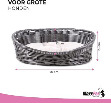 Лежак для собак і котів MaxxPet з подушкою, круглий, 70x53x23 см, антрацит
