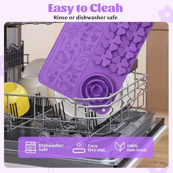 Силіконовий килимок-лежанка для собак та котів - повільний годівник, антиковзкий, пазл-лежанка для швидких їдців, інтерактивна кормушка для тварин, фіолетовий