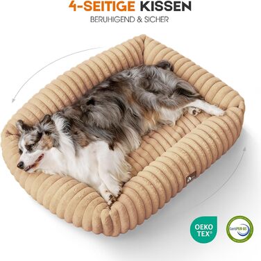 М'який ортопедичний лежак для собак середнього розміру, лежанка-софа з підголовником, знімна та миюча підстилка, з ручками, для домашніх тварин (Warmsand, 76*61*20 см) M-P Warmsand