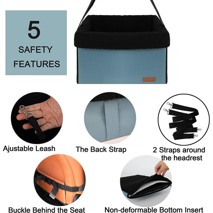 Автомобільний лежак для собак - міцний, знімний флісовий вкладиш, для маленьких та середніх собак, синій