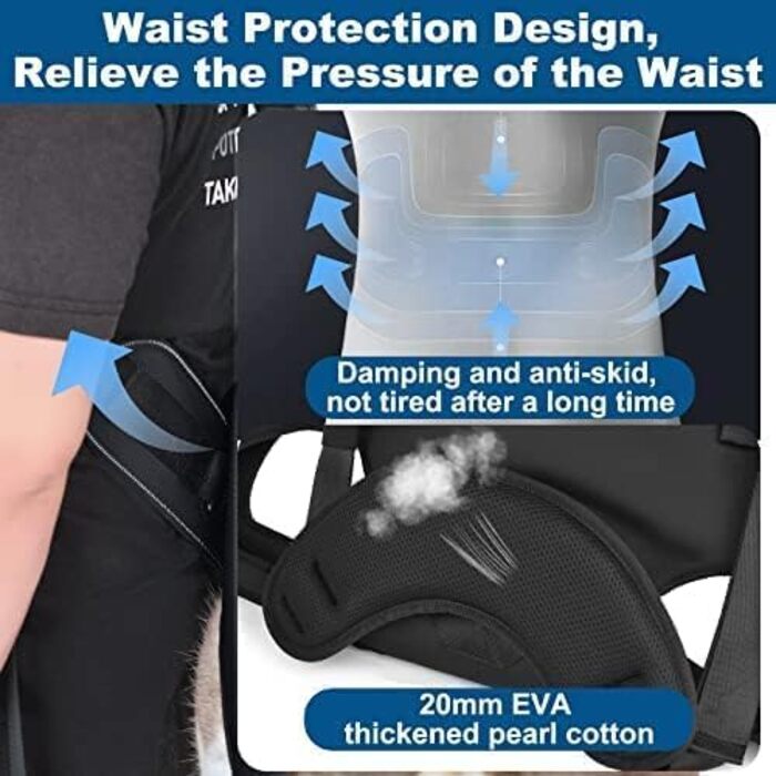 Сумка-переноска та повідок для собак, Wakytu, для маленьких собак (4-8 кг), чорний, регульовані ремені