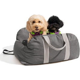 Підвищення для собак у машину FUNNYFUZZY: зручне та безпечне місце для маленьких собак, з кишенями та поводом, знімний наповнювач, 2 місця, нейлон