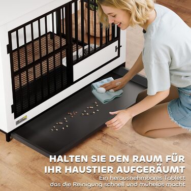 Кія для собак PawHut - переносна будка для собак, біла, 95 x 60 x 68,5 см, з поворотними мисками