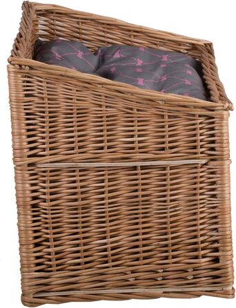 Двоярусна котяча хатинка з ротангу сірого кольору з подушкою та вікном | e-wicker24