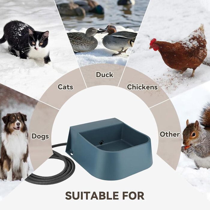 Автоматичний годівниця з підігрівом для тварин, 2L: розумна температура та контроль рівня води. Підходить для собак, котів, кроликів, курей.