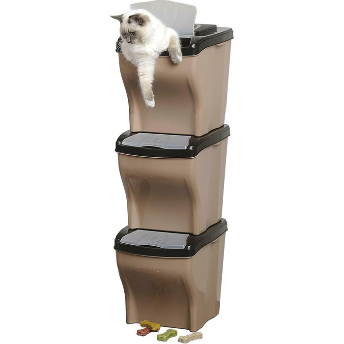 Контейнер для сухого корму Sicignano для собак та котів, 20 л, 10 кг, з кришкою, гігієнічний, компактний, стекується