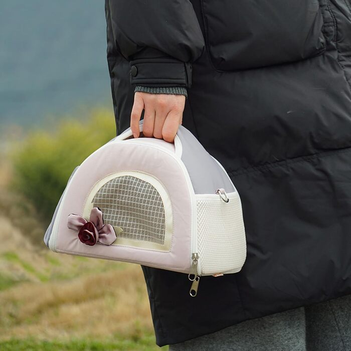 Транспортна сумка для маленьких тварин: переноска для собак, котів, шиншил | Переноска для хом'яків, кроликів, морських свинок, аксесуари для подорожей, рожева