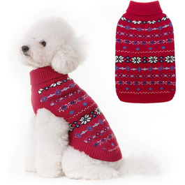 Пуловер для собак BINGPET з мотивом сніжинок, теплий, в'язаний, для собак та котів, зимовий одяг для тварин, розмір S