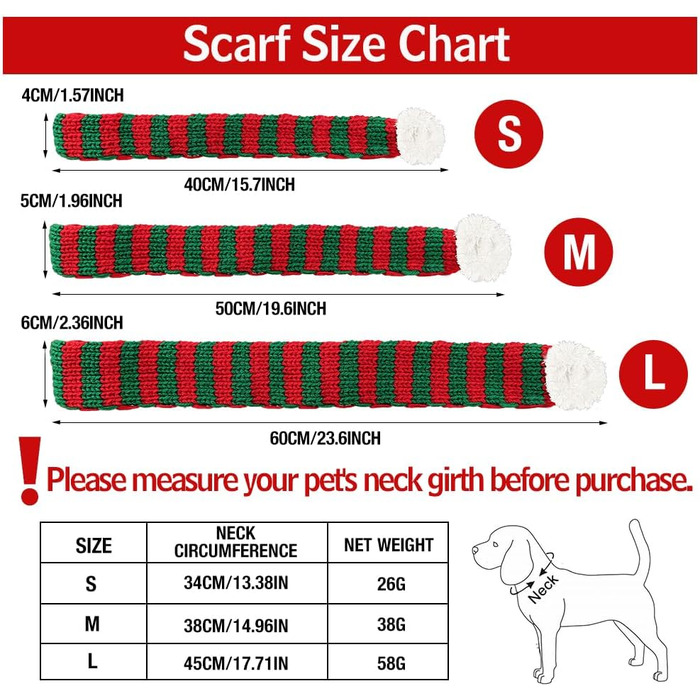 Шарф для кота та собаки на Новий Рік, костюм, червоний, для прикрашання, одяг для домашніх тварин, костюм на Новий Рік, червоно-зелений, середній, розмір M