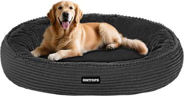 Кругле ліжко для собак великих порід, котяче ліжко, зручне, миється, кошик для собак, донат, ліжко для собак, знімний, антиковзкий килимок, Ø 100 см, темно-сірий, 100 x 100 x 20 см