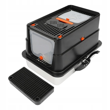 Відкритий лоток-куветра для котів із нержавіючої сталі, чорний