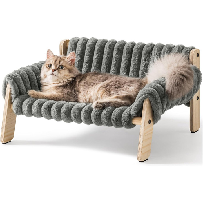 М'яке ліжко-лежанка для котів та маленьких собак EWOOFUN, 56x45 см, сірий колір, знімна та миюча