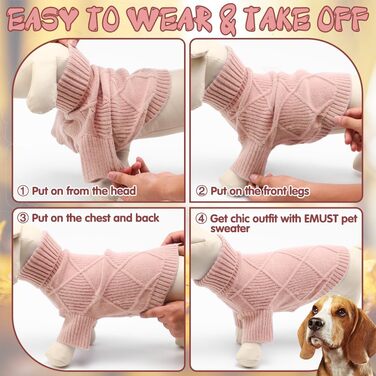 Пуловер для собак великих порід EMUST, теплий, з рукавами, м'який, з коміром-стійкою, зелений, рожевий (XXX-Large)