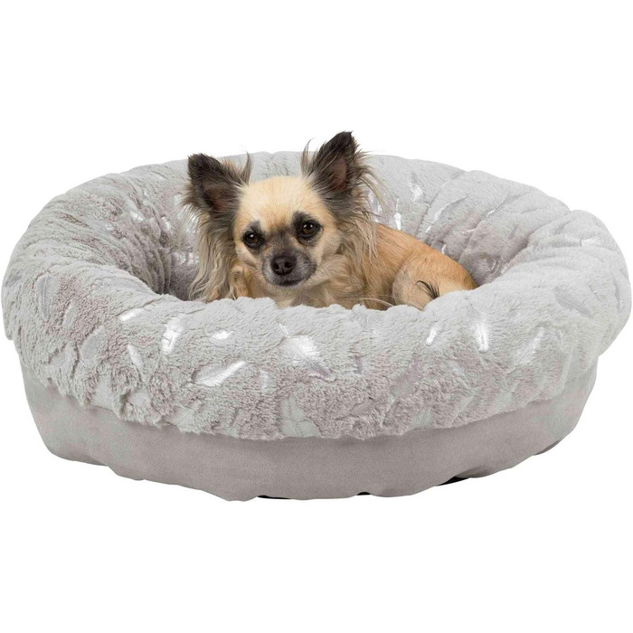Ліжко для собак TRIXIE з пухом, 50 см, сірий/сріблястий - зручне лежання для маленьких собак, з велюром та плюшем, антиковзаюче, миється, 36528