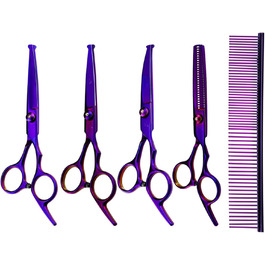 Набір ножиць для грумінгу собак 6-в-1: прямі, фігурні, для стрижки та проріджування шерсті. Професійний набір для догляду за собаками