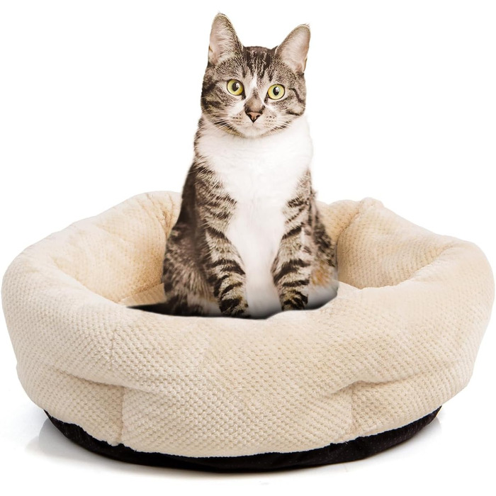 Квіткове ліжко для котів Wallace & Jones Cloey, бежеве, S, 50x50x15 см | Зручне, стильне, з антиковзанням