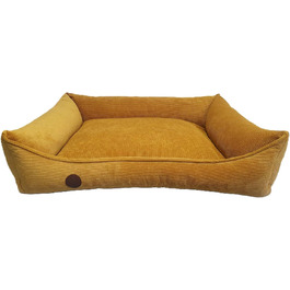 Ортопедичне ліжко для собак, суглобозахисне, миється, для великих, середніх та маленьких собак, гірчичний колір (L=99/79/18см)