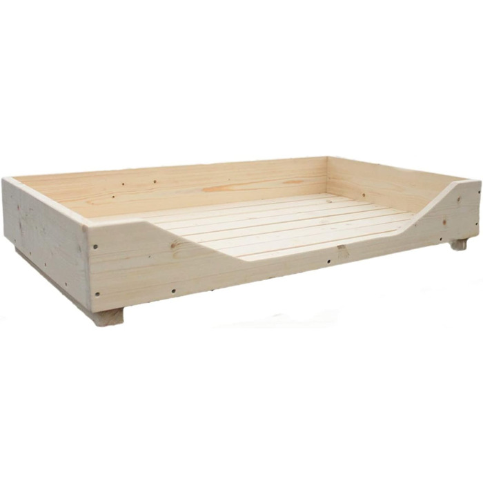 Дерев'яне ліжко для собак Dekorie - 60-110 x 40-60 см - для малих, середніх та великих собак, кошик/софа для собак/кіт, масив дерева, колір натуральний