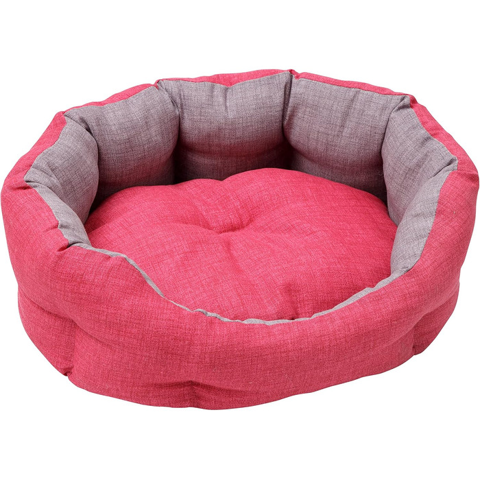 Кругла м'яка лежанка для собак та котів Baroni Home, розмір M, 45x55 см, сіра та фуксія, для дому