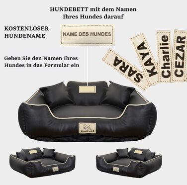 Крісло-ліжко для собак середніх порід King Dog: миється, з еко-шкіри, 75x65 см, з можливістю персоналізації імені, водонепроникне, з силіконовою начинкою, чорне