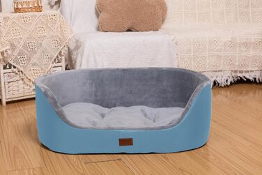Кругле ліжко для собак середнього розміру Raikou, м'яке та зручне, з антиковзким покриттям (75x54x27 см, блакитне)