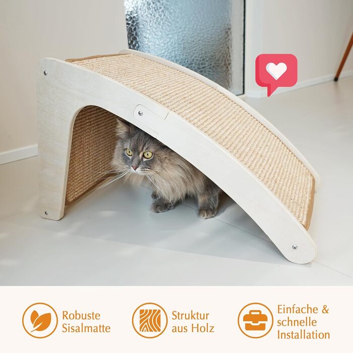 Дряпак для котів PETKARAY, вигнутий, сизалевий, з іграшкою-мишкою та котячою м'ятою, для домашніх котів, напольний