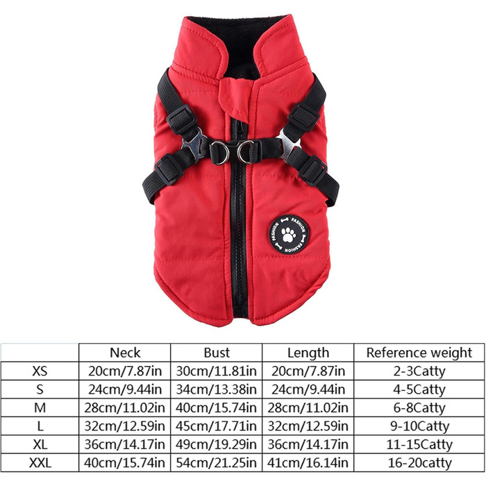 Зимова куртка для маленьких собак: тепла, вітро- та водонепроникна, двостороння куртка для собак з блискавкою, зелена (червона), розмір L