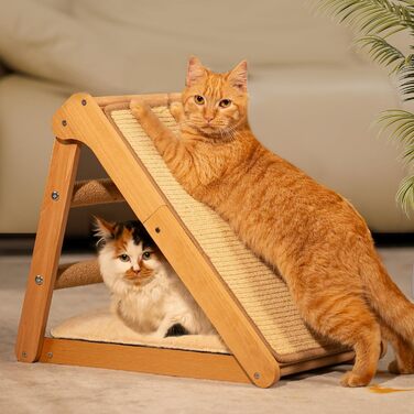 Кігтеточка для котів CheerPals з сизалю - трикутна, складана, з масиву бука, велика 51x36x45 см
