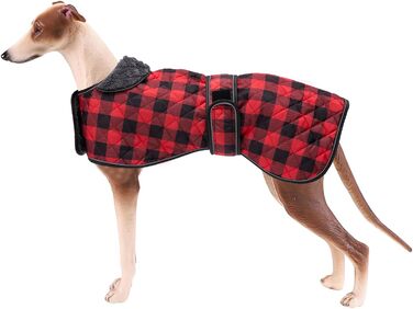 Водонепроникний теплий зимовий дощовик для собак породи Віндгаунд/Лурчер/Вхіпет, з флісовою підкладкою, червоний, розмір S (довжина спини 51-53 см)