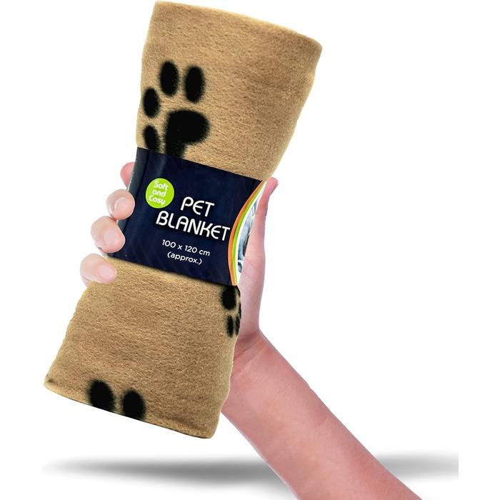 М'яка тепла флісова ковдра з відбитками лап для котів, цуценят та собак, пральна, для подорожей (70 x 73 см, 1 шт.) (Бежевий, 100 x 120 см (упаковка з 1))