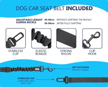 Автокрісло для собак RAGI з ременем безпеки - міцне та стабільне. Захист сидінь авто, переноска для собак на заднє сидіння. Чорний колір.