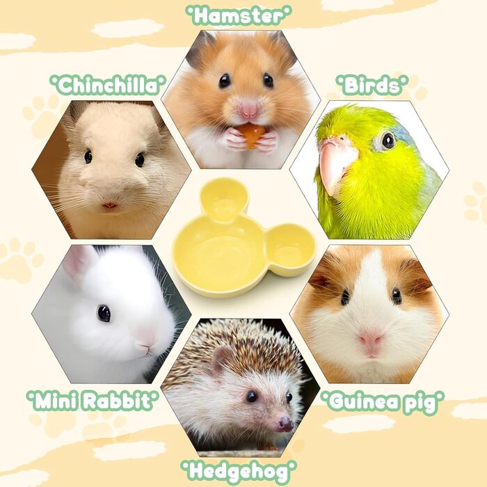 Миска для їжі та води для хом'яків LuckyOpt - мила форма мишки, кераміка, легко миється, для дрібних тварин, їжачок, білка, гризуни, цуцики (фіолетовий)