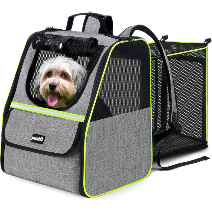 Плед-рюкзак для кота Pecute з сіткою, переноска для тварин, рюкзак для вигулу собак до 6 кг (сірий, розширюваний)