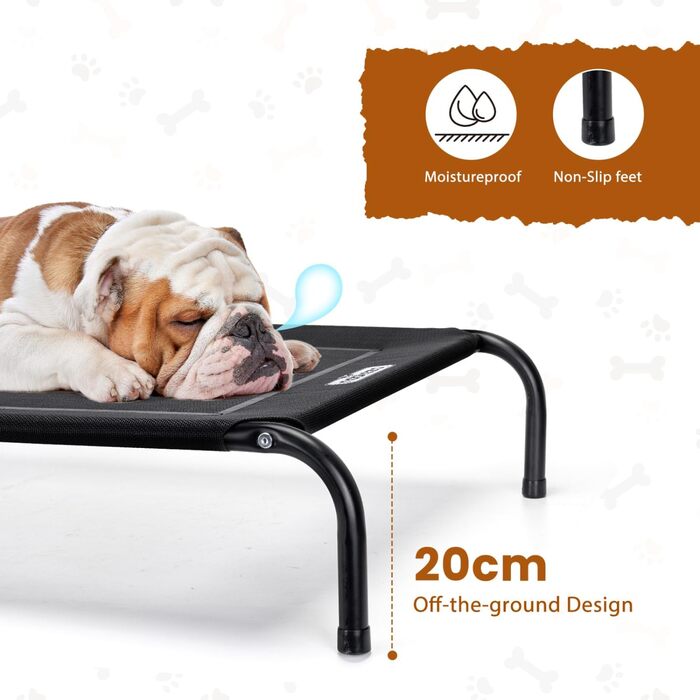 Зручне лежанка для собак Nobleza Hundeliege Outdoor, великий розмір, для вулиці та кемпінгу, з піднятим бортиком, чорний, 105x80x20 см (124x90x20 см)