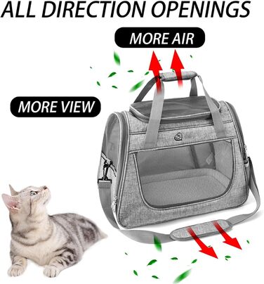Транспортна переноска для котів Ruyiczb, чорна. Складана переноска для котів, переноска для подорожей, сумка-переноска для тварин