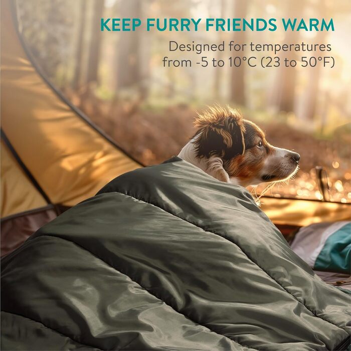 Навісний спальний мішок для собак Navaris - килимок для собак, ізомат для активного відпочинку - м'яка ковдра для собак на вулицю - зелений