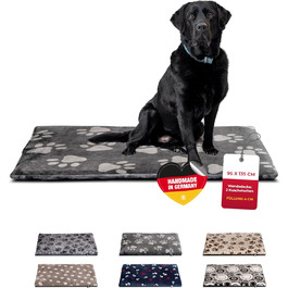 Лежак для собак HS-Hundebett XL 95x135 см, двосторонній, м'який, з 3 см наповнювачем, для дивану, авто і клітки, антрацит з лапкою, вироблено в Німеччині