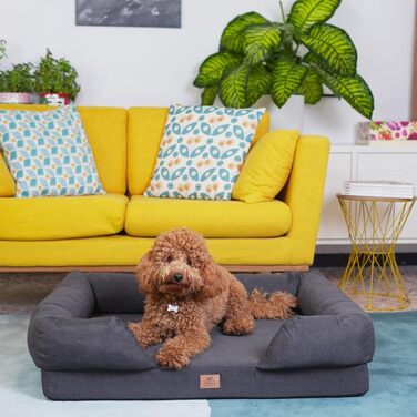 Крісло-ліжко для собак великих порід Ferplast: ортопедичне, з memory foam, 93x73x22,5 см (Сірий, 64x52x17 см)