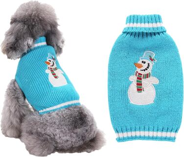 Теплий в'язаний собачий светр на Різдво: милий дизайн з оленем, Сантою та сніжинками. Підходить для собак різних розмірів (XXS-XXL). Кольори: зелений, блакитний.