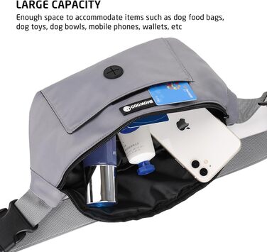 Сумка для собак з відділенням для ласощів та контейнером для відходів, поясна/животна сумка, сіра (нейлон), 12.2 x 12.2 x 5.71 см