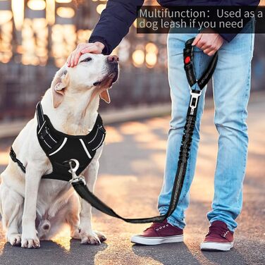 Нашийник для собак у багажник авто, фіксатор для транспортування, з амортизатором та карабіном, чорний, для всіх порід