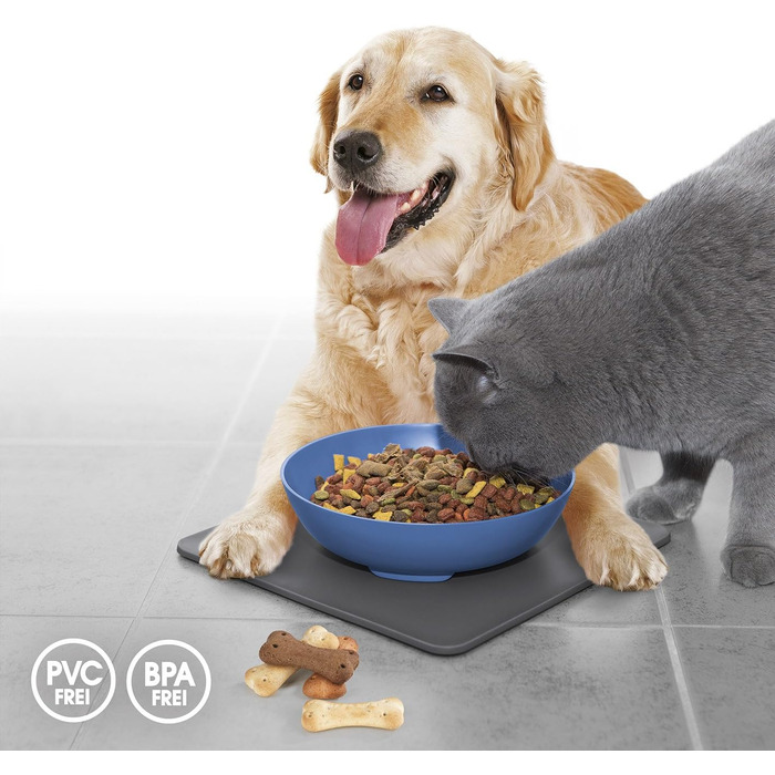 Yummynator килимок з мисками для тварин, антиковзаюча, BPA free, сірий/блакитний, 850 мл, 1 шт.