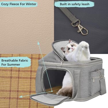 Сучасна переноска для собак 2-в-1 з м'якими боковинами, сумка для подорожей для маленьких собак та котів, стильна складана переноска для цуценят та маленьких тварин з кишенею (чорний + коричневий, 38,1 см x 19,1 см x 15 см, сірий 16,2 см x 11,4 см x 13 см