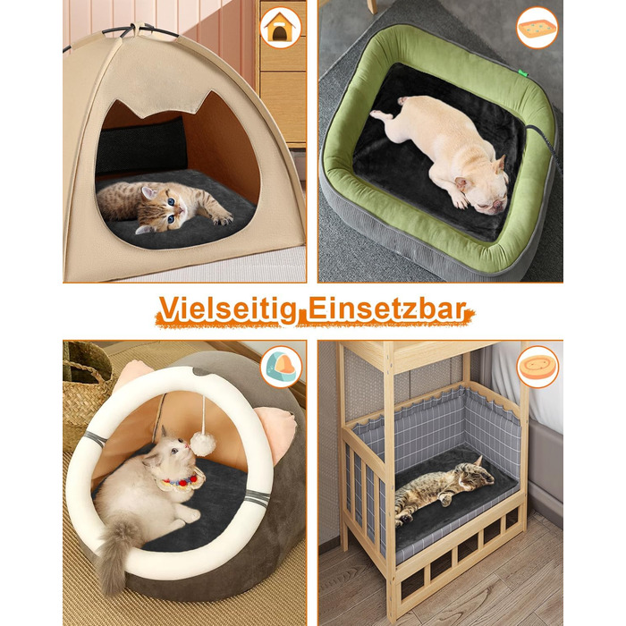 Килимок грілка для котів та собак, 30-60°C, 4 таймери, безпечний, вологостійкий, 45x45 см, сірий