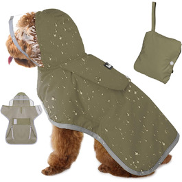 Легкий водонепроникний дощовик для собак з капюшоном, XS-XXL, з регулюванням та світловідбиваючими смугами, з кишенею