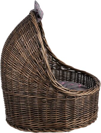 Плетіний лежак для кота з подушкою, з лози (темно-коричневий/сірий)