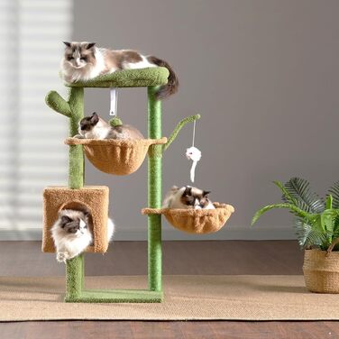 Котячий комплекс Heybly з щіткою для догляду, м'який плюшевий когтеточка для домашніх котів HCT006GY