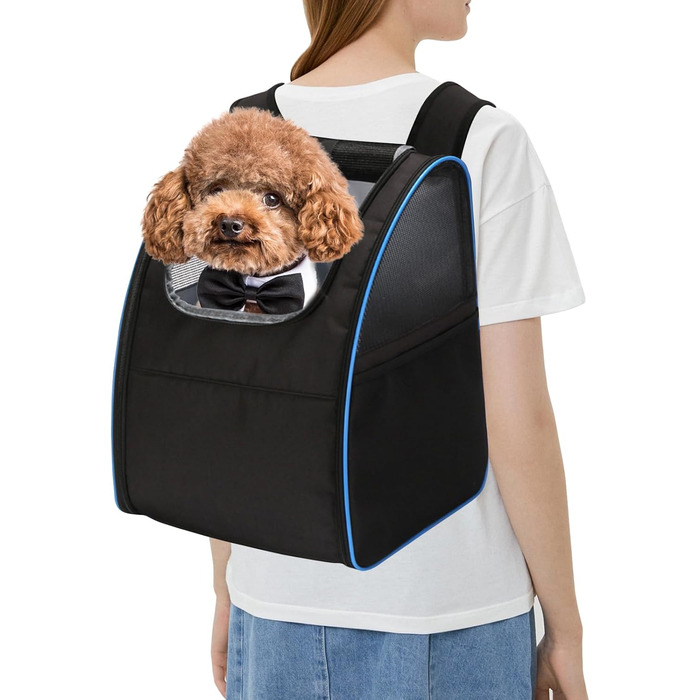 Рюкзак для кота/собаки PETCUTE: переноска-рюкзак для маленьких тварин, зручна для прогулянок, з м'якою підстилкою, зелений (чорний+блакитний)